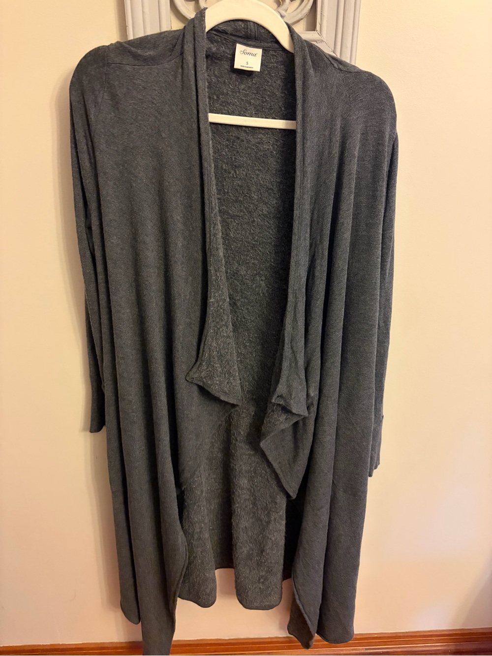 Soma Charcoal Gray Open-Front Draped Cardigan